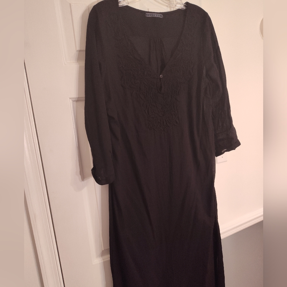 Velvet brand cotton voile maxi dress size M ( with matching cotton slip) Black